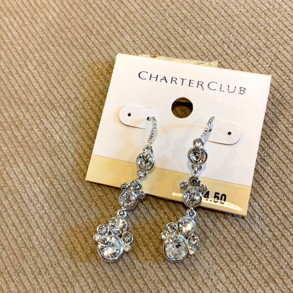 **NWT** charter club silver toned earrings